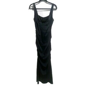 Xscape Ruched Bust Gathered Column Gown - Black 8